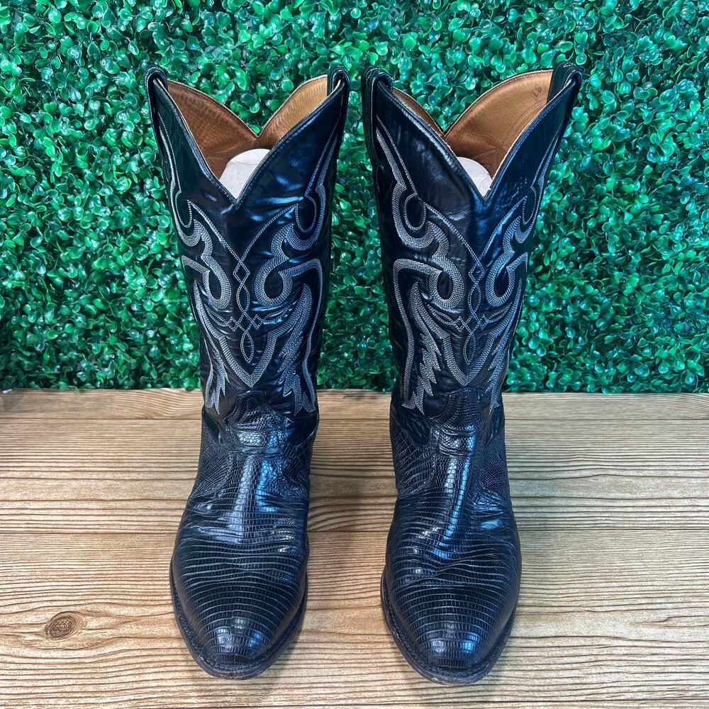 Tony Lama 8539 Black Lizard Leather Western Cowboy Made in USA Dance Boots 9EE